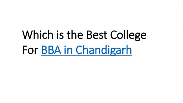 which is the best college for bba in chandigarh