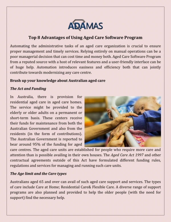Top 8 Advantages of Using Aged Care Software Program