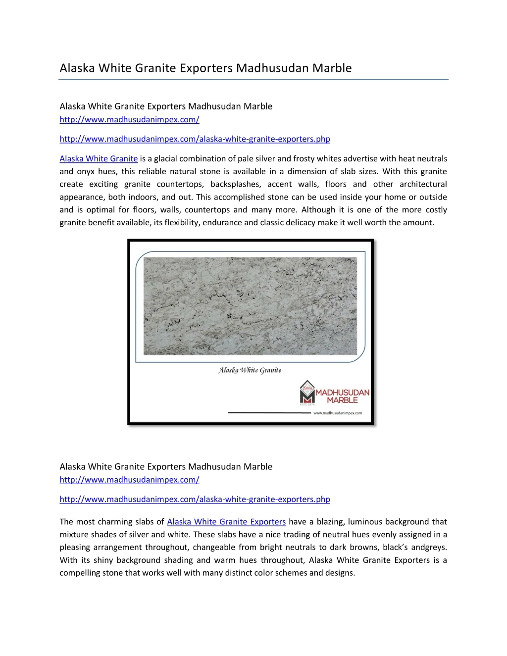 alaska white granite exporters madhusudan marble
