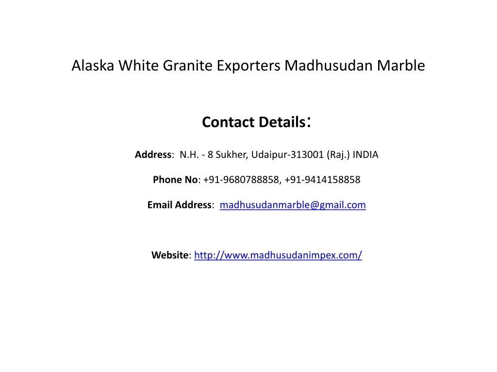 alaska white granite exporters madhusudan marble