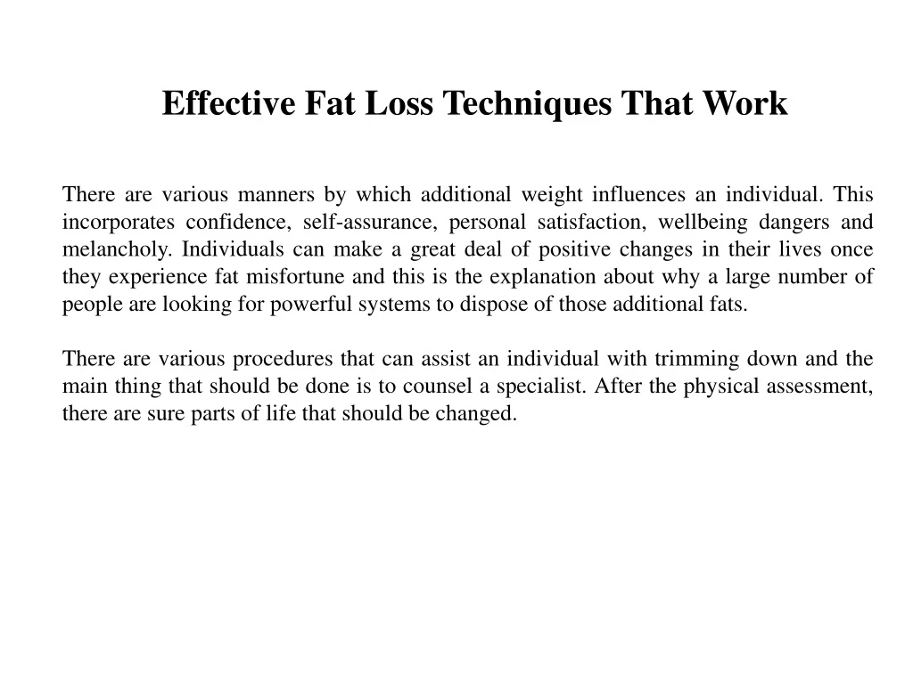 effective fat loss techniques that work