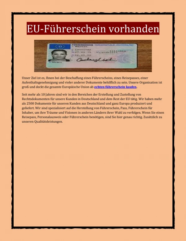 EU-Führerschein vorhanden