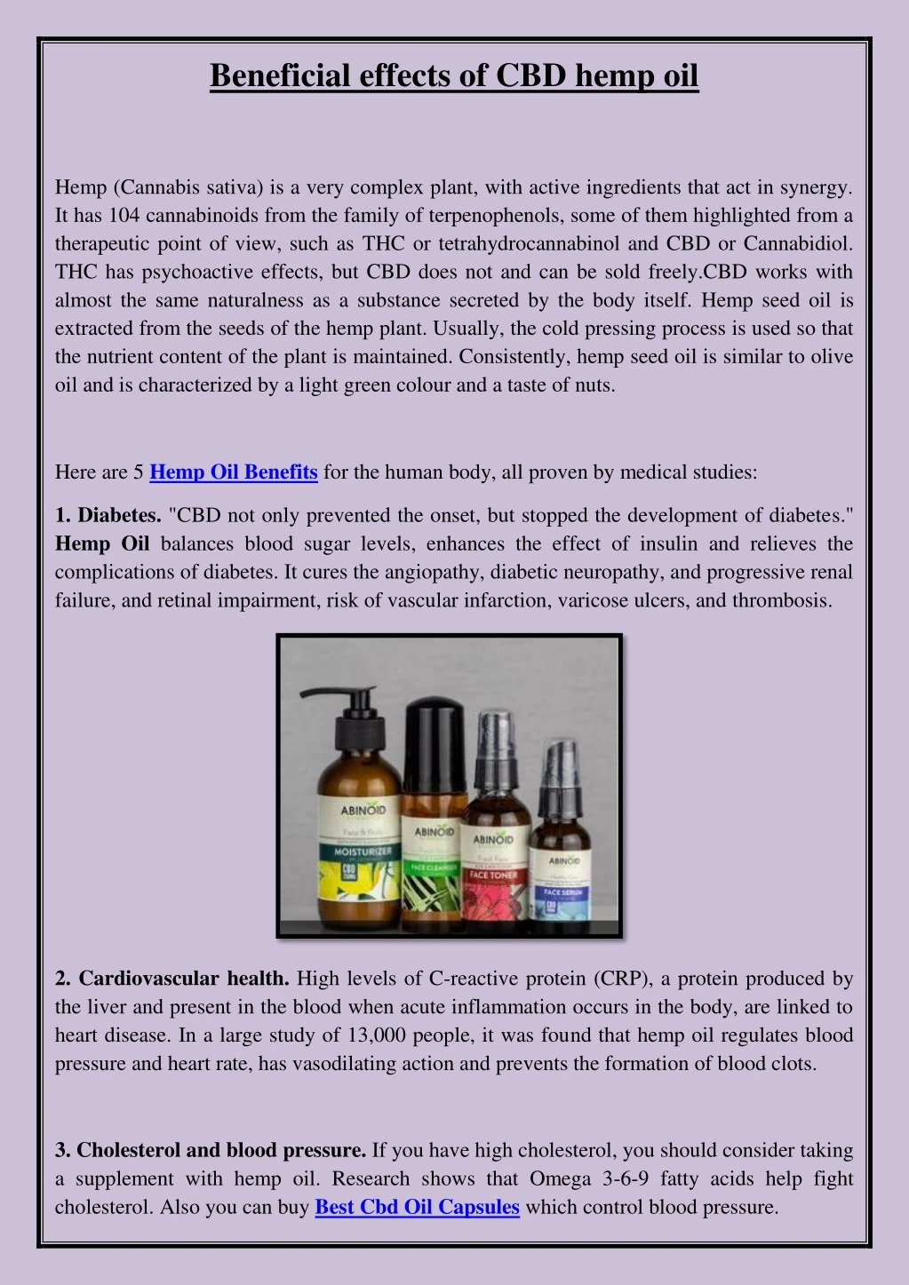 beneficial effects of cbd hemp oil