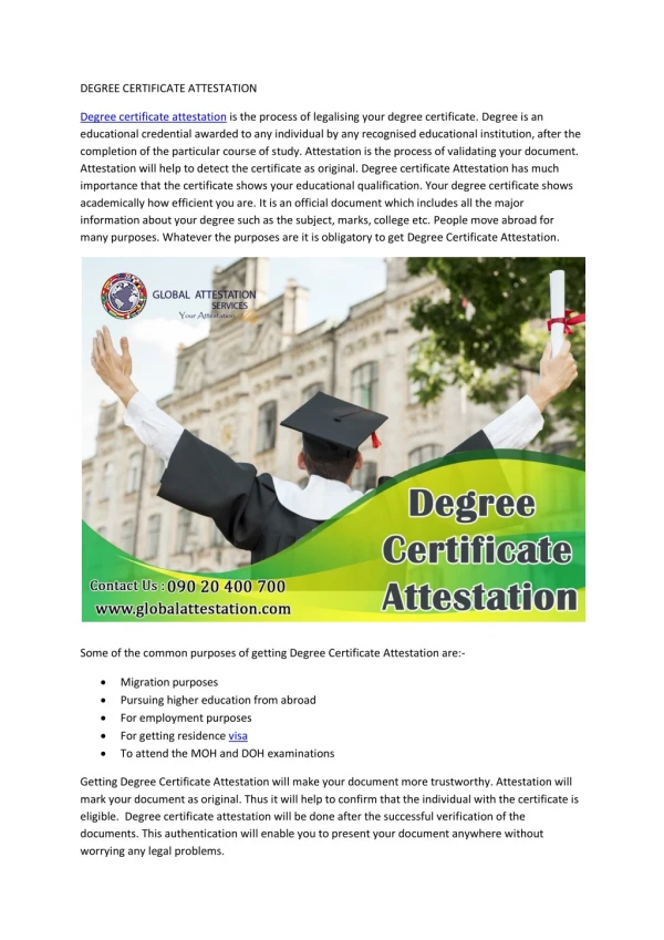 degree certificate attestation