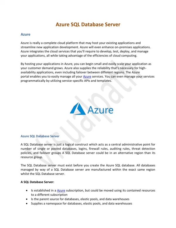 Azure SQL Database Server