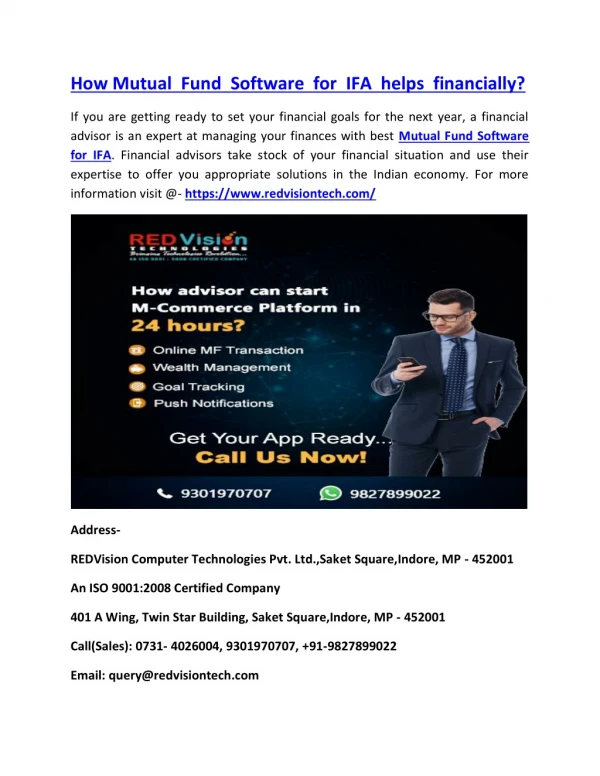 how mutual fund software for ifa helps financially
