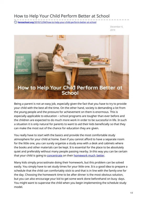 HOW TO HELP YOUR CHILD PERFORM BETTER AT SCHOOL