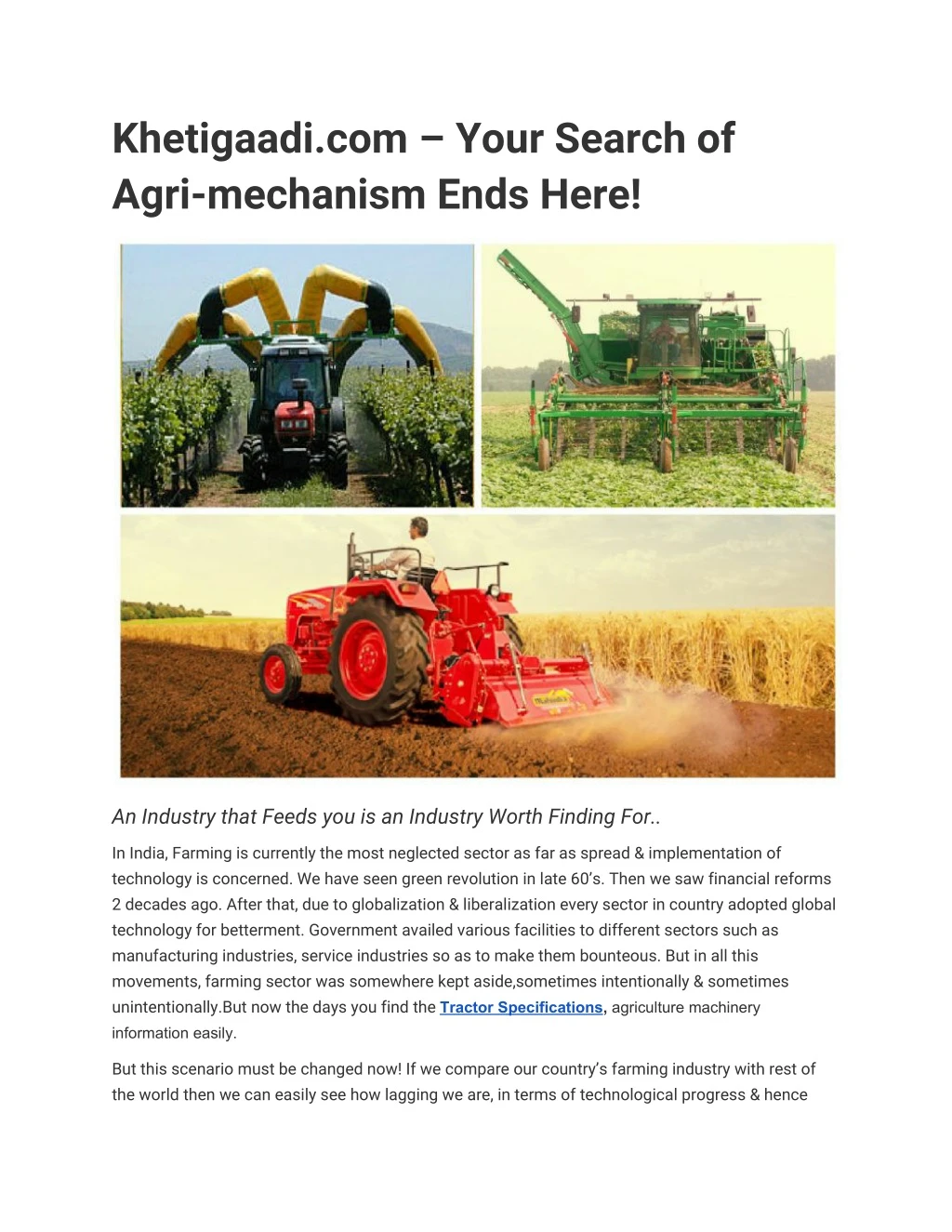 khetigaadi com your search of agri mechanism ends