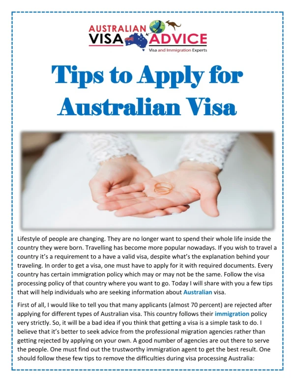 Tips to Apply for Australian Visa