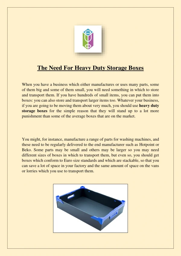The Need For Heavy Duty Storage Boxes
