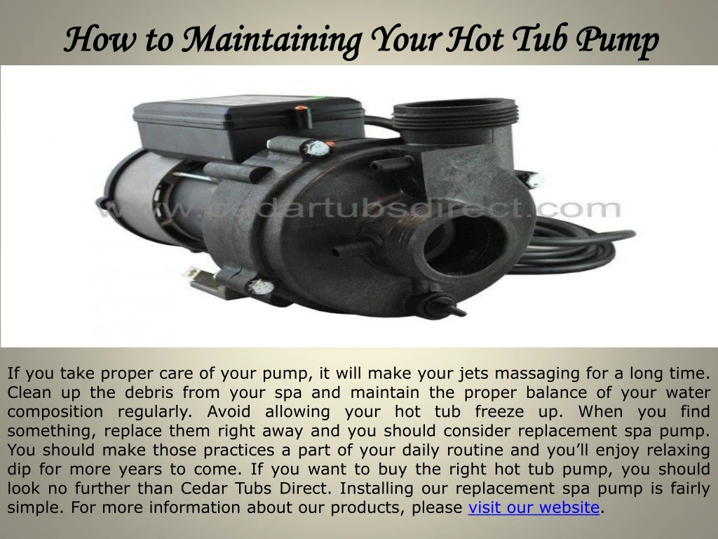 how to maintaining your hot tub pump