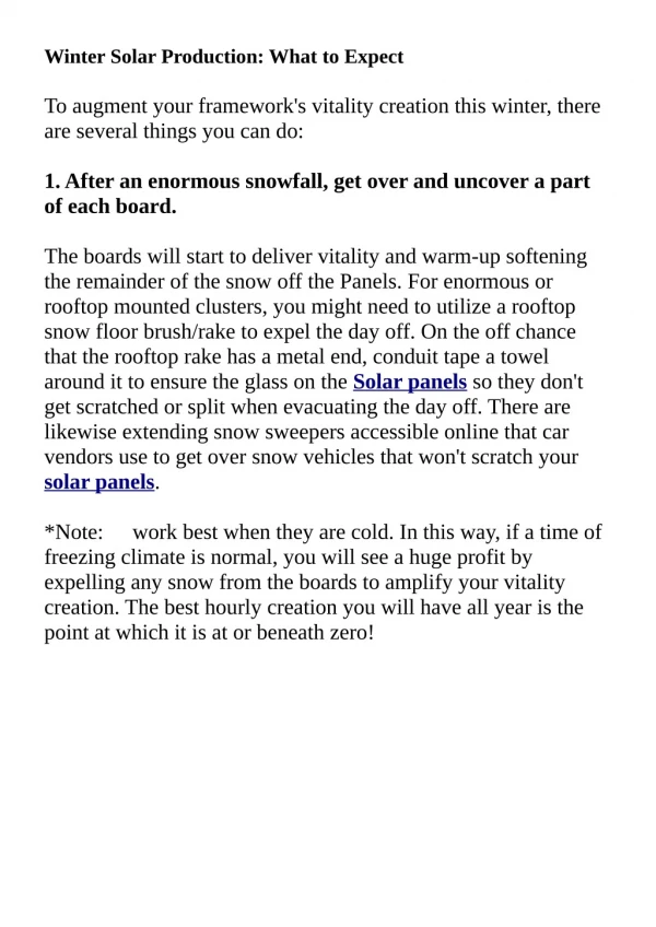 Winter Solar Production: What to Expect
