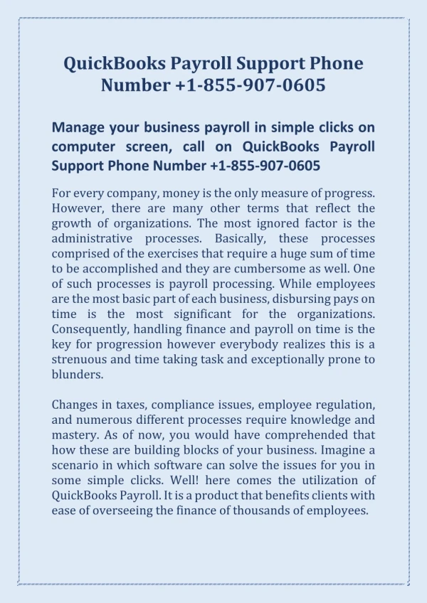 quickbooks payroll support phone number