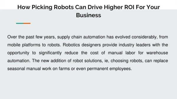 How Picking Robots Can Drive Higher ROI For Your Business