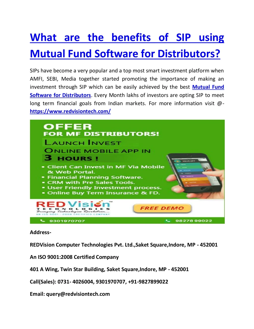 what are the benefits of sip using mutual fund