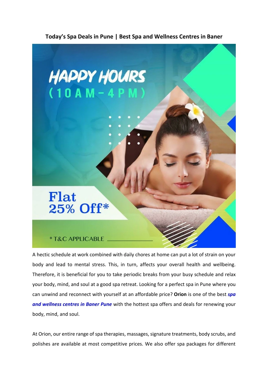 today s spa deals in pune best spa and wellness