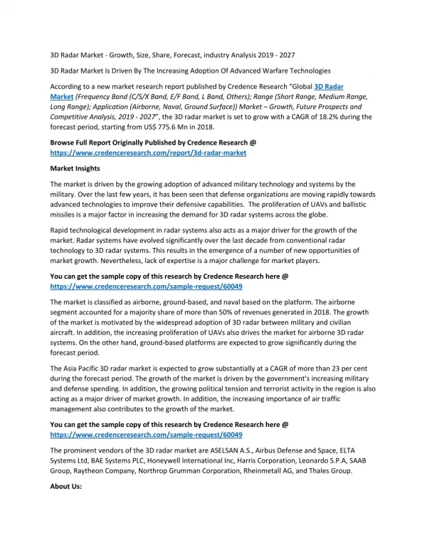 3d radar market growth size share forecast