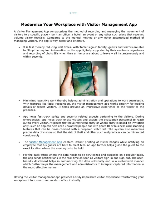 Modernize Your Workplace with Visitor Management App