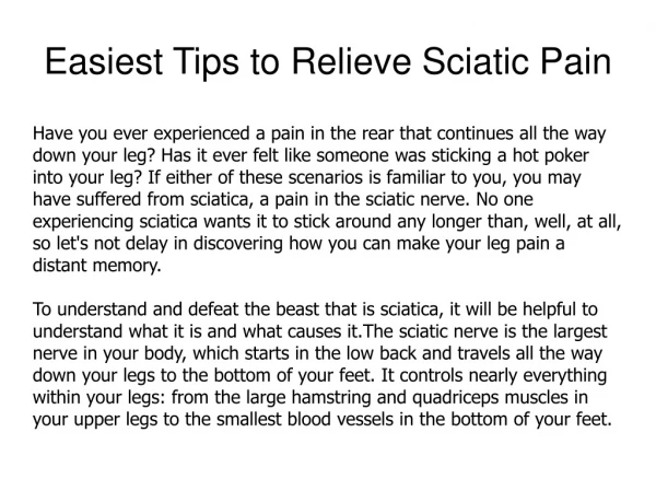 Easiest Tips to Relieve Sciatic Pain