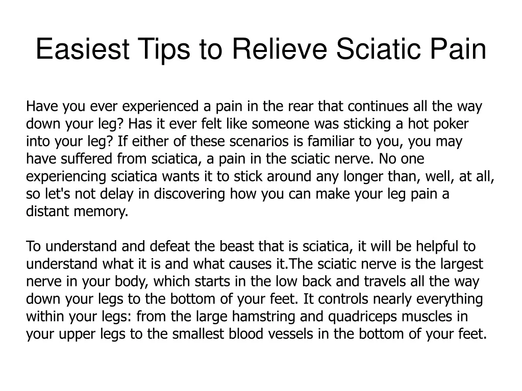 easiest tips to relieve sciatic pain