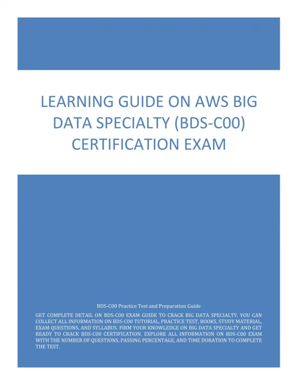 learning guide on aws big data specialty