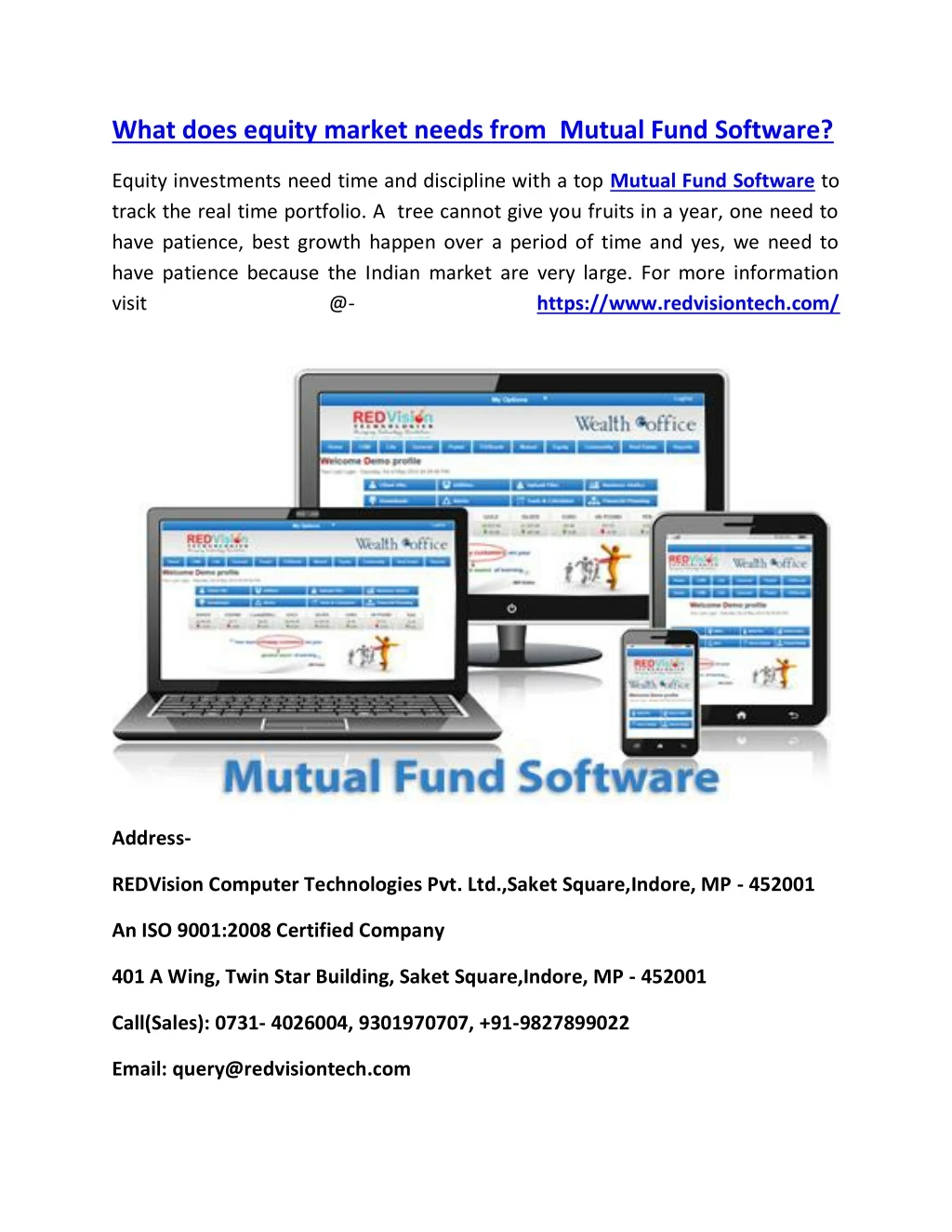 what does equity market needs from mutual fund