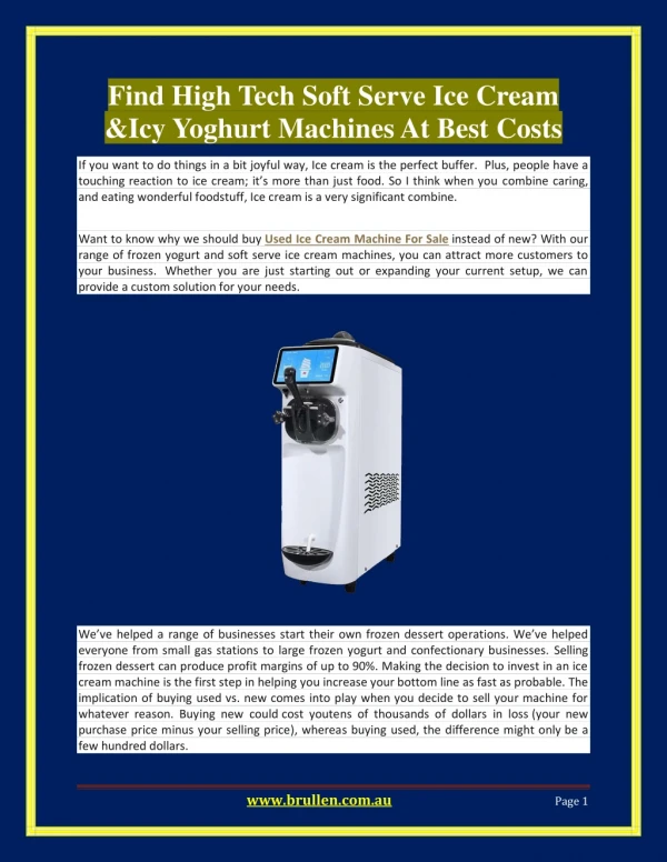 Find High Tech Soft Serve Ice Cream &Icy Yoghurt Machines At Best Costs