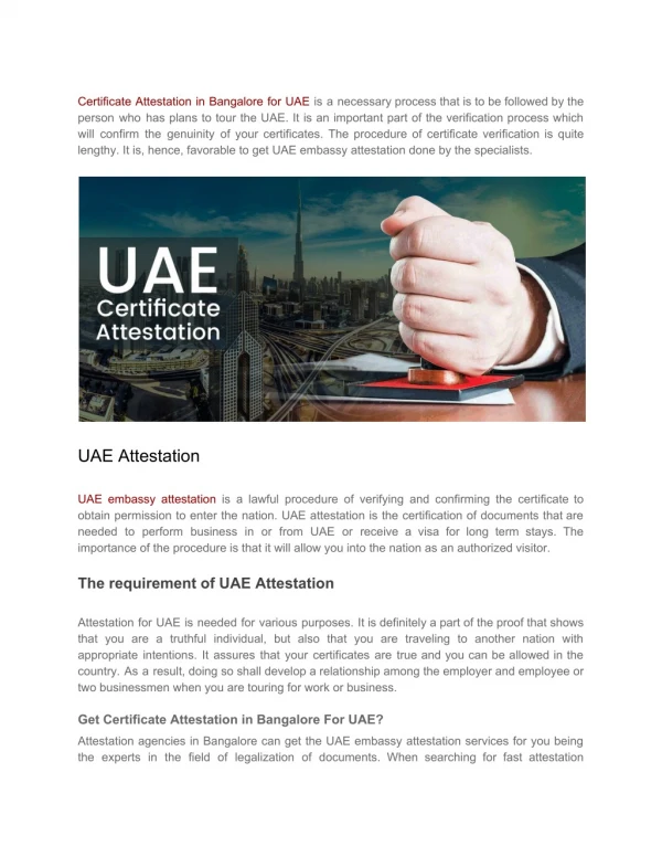certificate attestation in bangalore