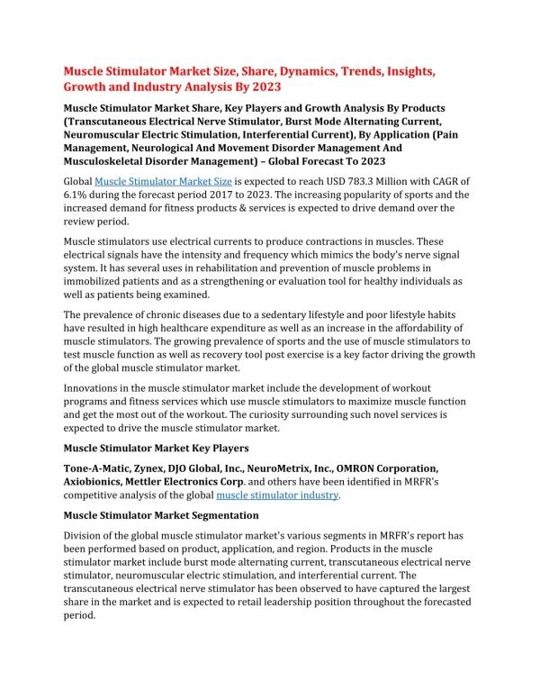 muscle stimulator market size share dynamics