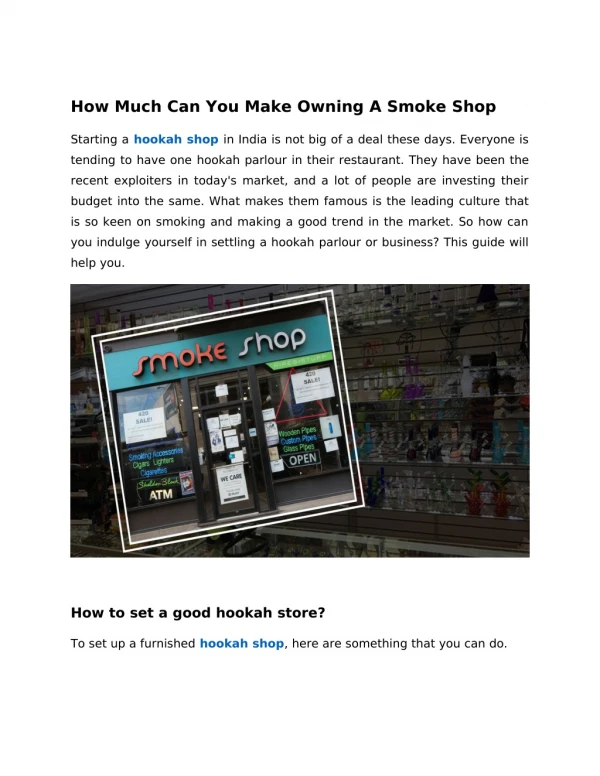 how much can you make owning a smoke shop