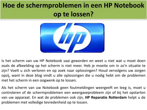 Hoe de schermproblemen in een HP notebook op te lossen?