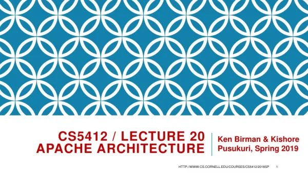 CS5412 / Lecture 20 Apache Architecture