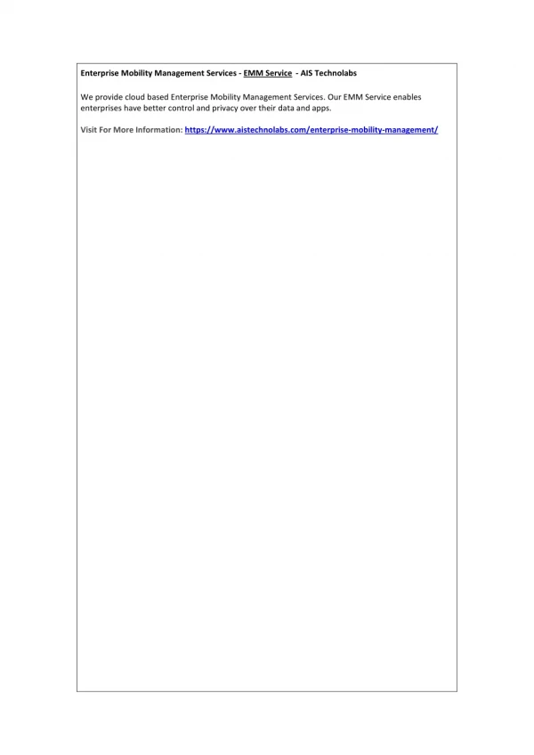 enterprise mobility management services