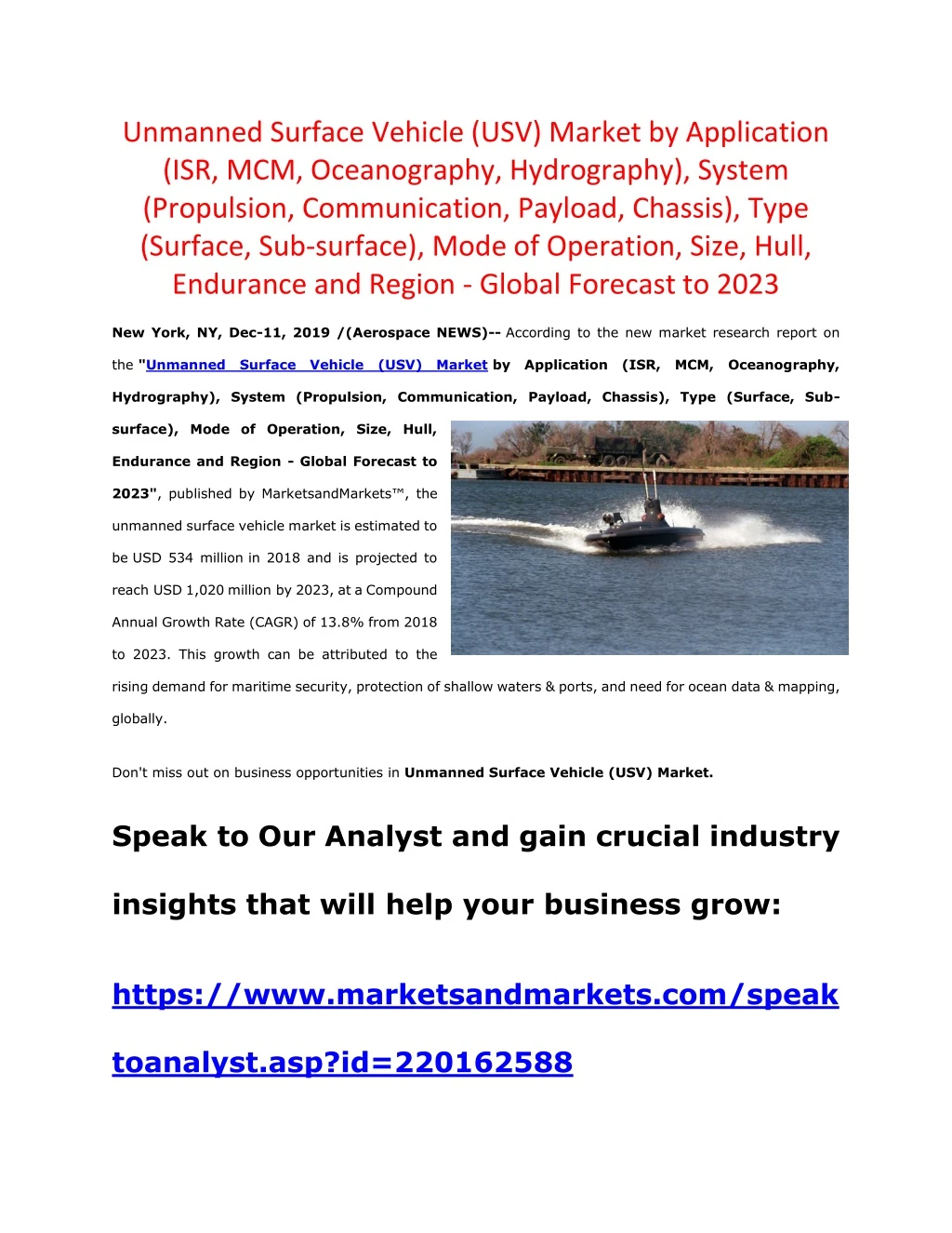 unmanned surface vehicle usv market