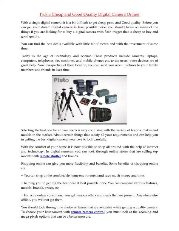 pick a cheap and good quality digital camera