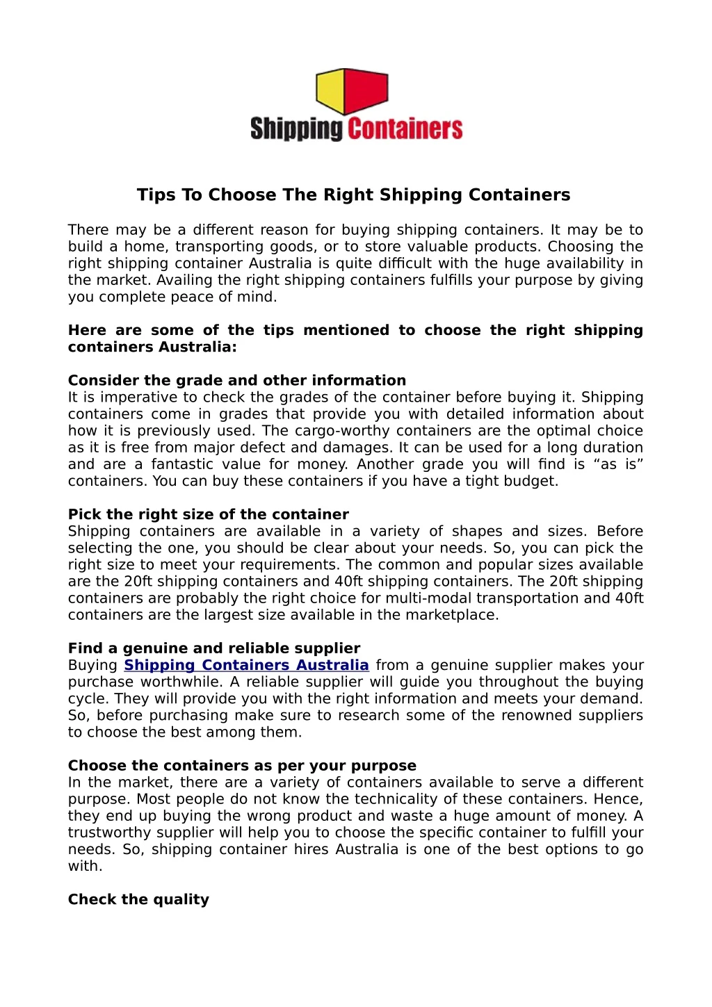 tips to choose the right shipping containers