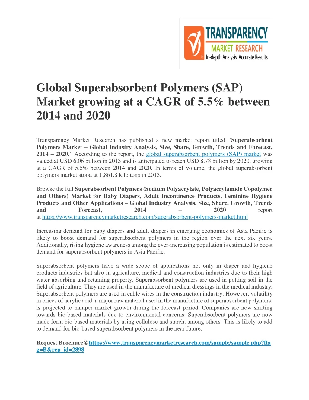 global superabsorbent polymers sap market growing