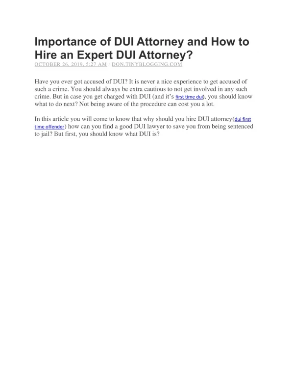 Importance of DUI Attorney