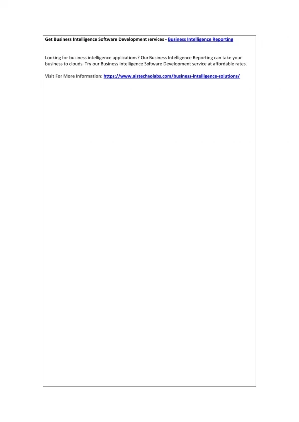 get business intelligence software development