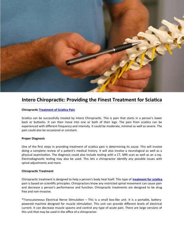 Intero Chiropractic: Providing the Finest Treatment for Sciatica