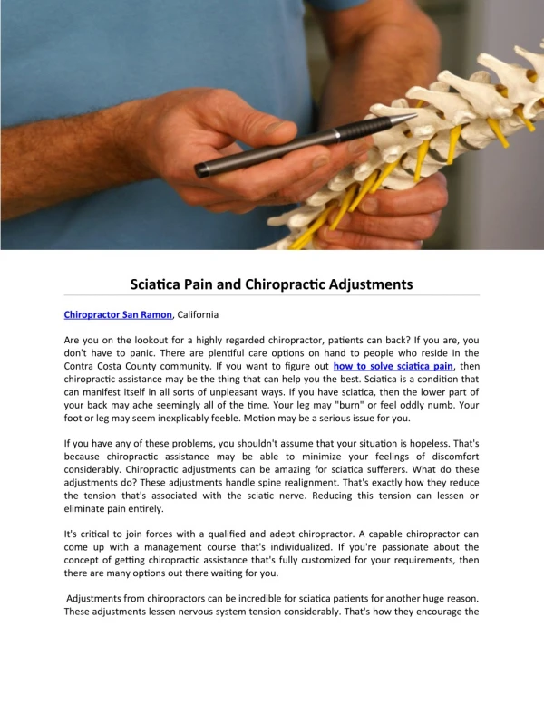 Sciatica Pain and Chiropractic Adjustments