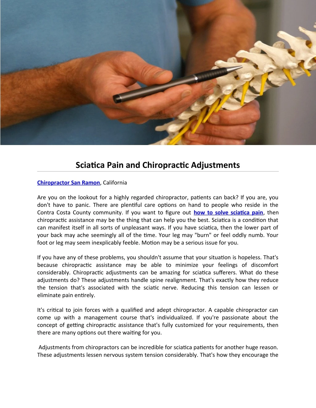 sciatica pain and chiropractic adjustments