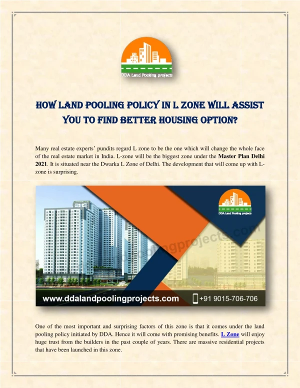 How Land Pooling Policy in L Zone Will Assist You To Find Better Housing Option?