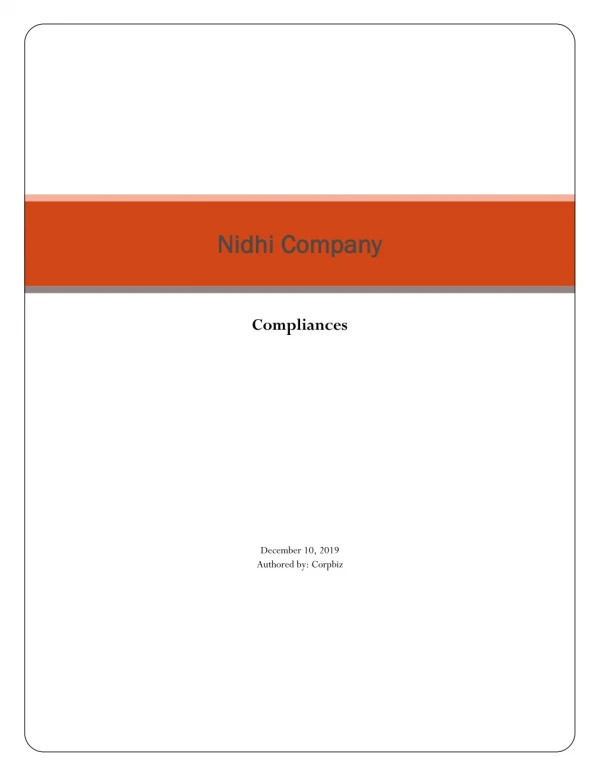 Nidhi company compliances  -  Corpbiz Advisors
