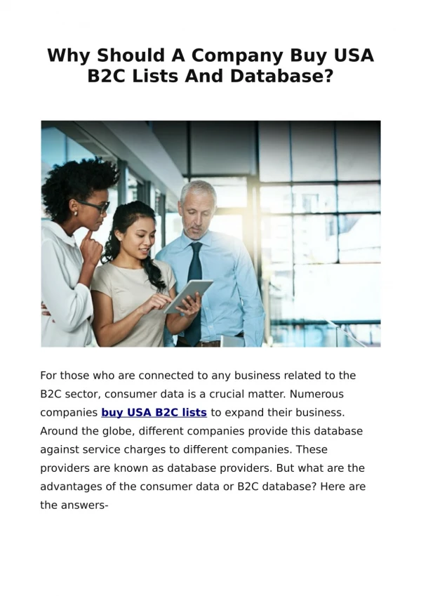 Why Should A Company Buy USA B2C Lists And Database?