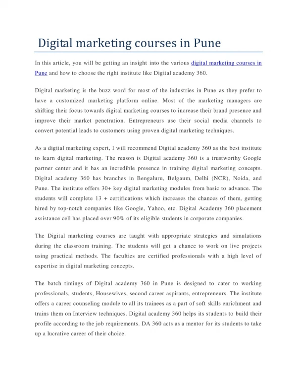 digital marketing courses in pune