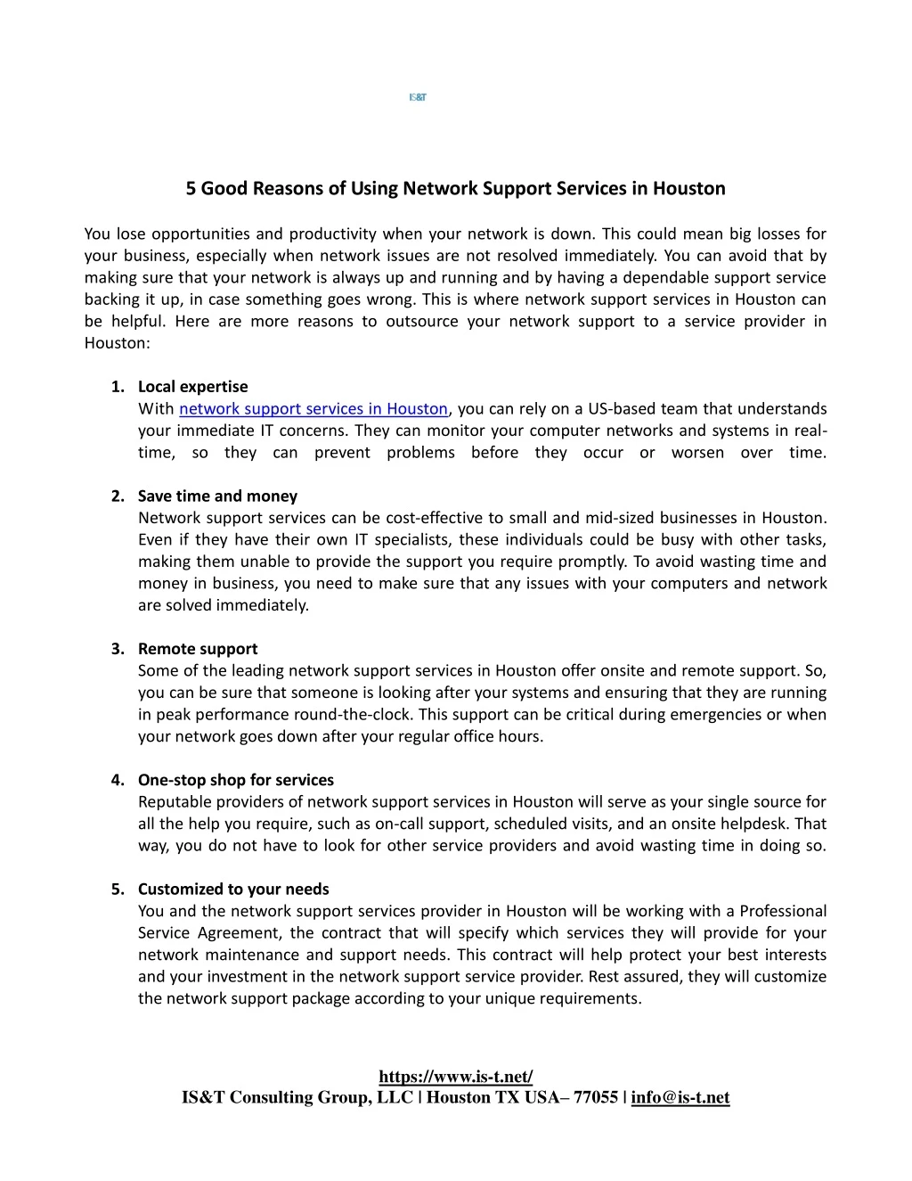 5 good reasons of using network support services