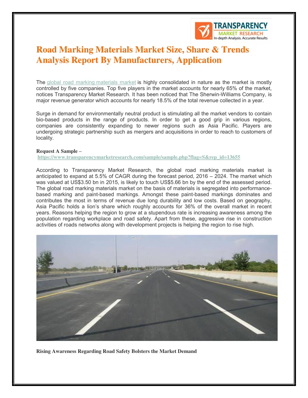road marking materials market size share trends