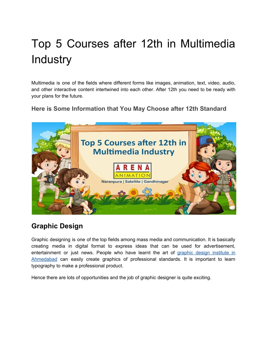 top 5 courses after 12th in multimedia industry