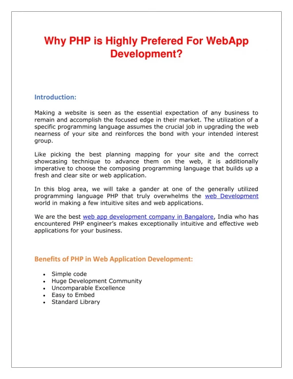 why php is highly prefered for webapp development